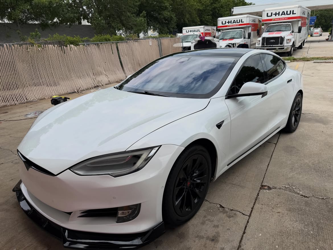 White Tesla Model S detailed by Acton Detailing